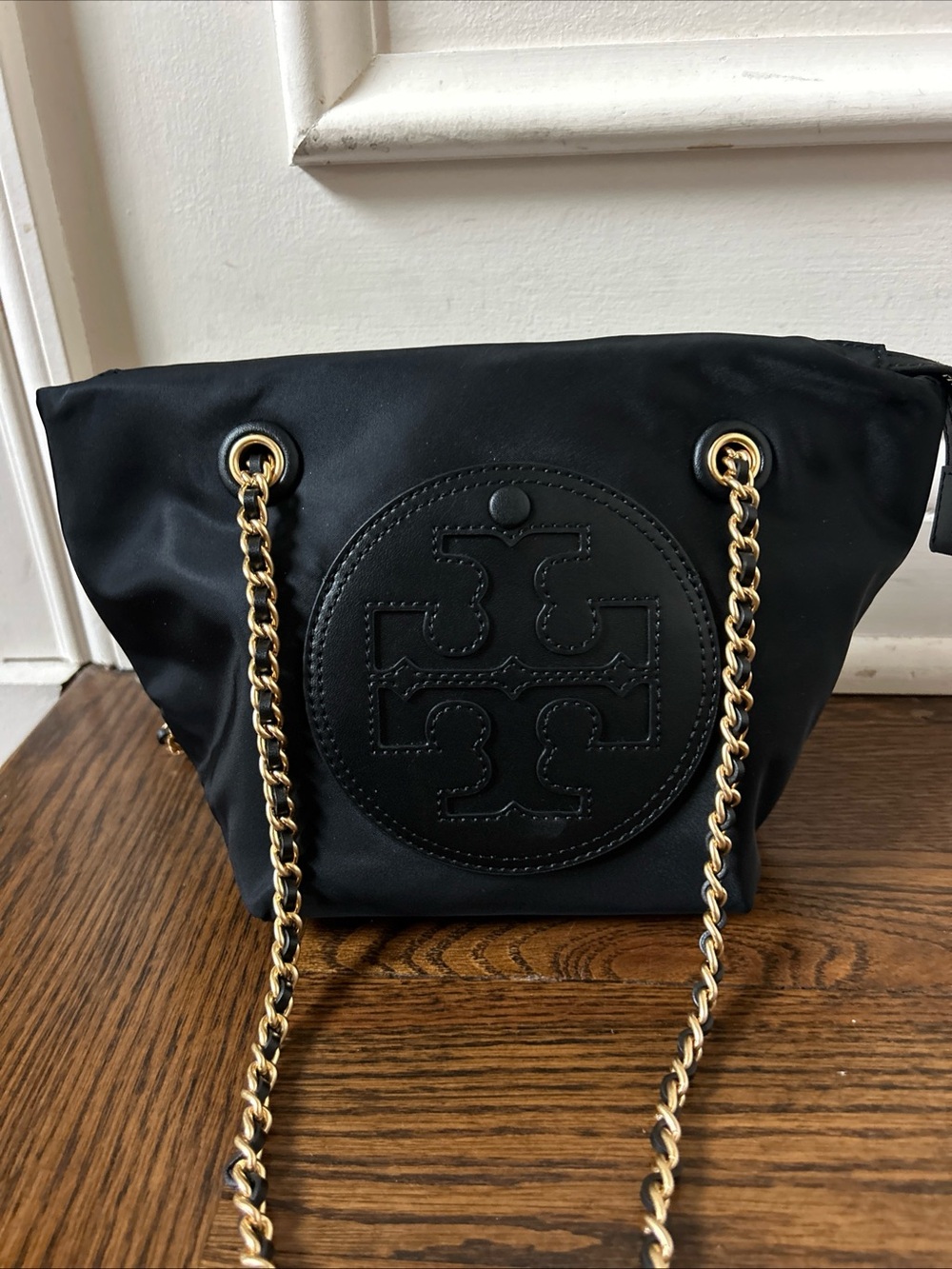 TORY BURCH Black Small ELLA Logo Chain Crossbody Bag Tote Bag NWOT